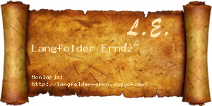 Langfelder Ernő névjegykártya